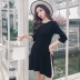 Nữ mùa thu 2018 mới cô gái nhỏ cổ tích váy Hàn Quốc phiên bản Hàn Quốc gồm 7 điểm tay áo thắt eo phía dưới váy đầm