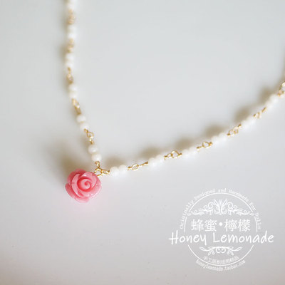 taobao agent HL honey lemon rose coral pearl necklace multiple multi -color size can be customized BJD baby jewelry