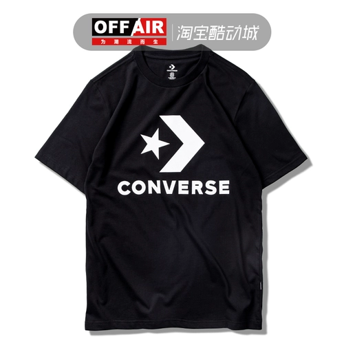 Converse, классические конверсы подходит для мужчин и женщин, белая спортивная футболка с круглым воротником для отдыха, короткий рукав