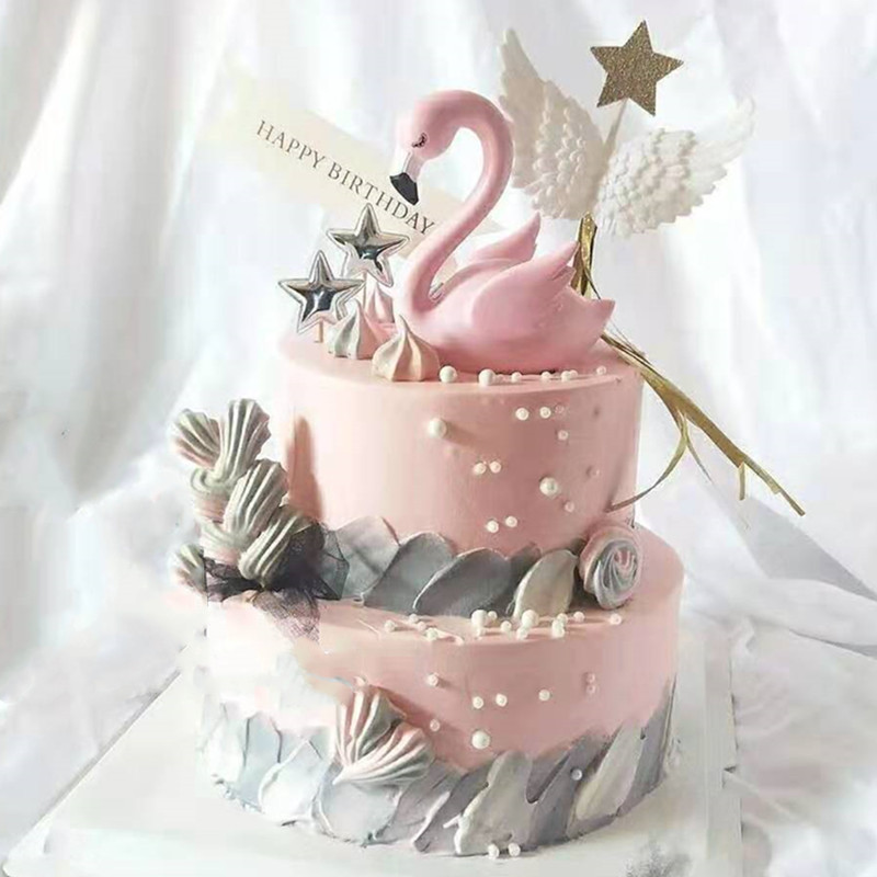 蛋糕摆件火烈鸟爱情鸟烘焙装饰搪胶