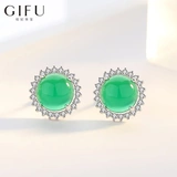 Демисезонные синтезированные серьги из нефрита, серебро 925 пробы, простой и элегантный дизайн, подарок на день рождения