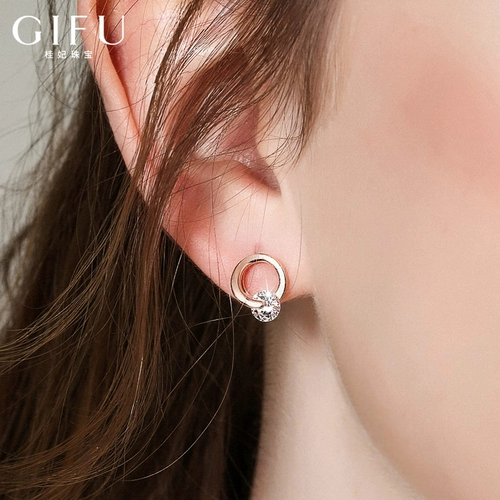 Дизайнерские золотые изысканные универсальные зимние серьги, серебро 925 пробы, простой и элегантный дизайн, тренд сезона, розовое золото