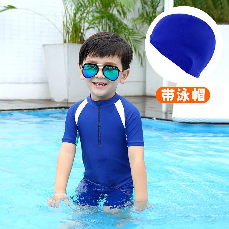 Short-sleeved middle school students all-in-one swimming suit for boys and girls diving suit training conjoined sports girls and girls