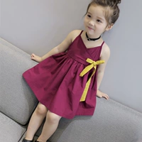 2018 cô gái mùa hè mới quần áo trẻ em trẻ em công chúa váy bé Hàn Quốc phiên bản của V-cổ treo váy công chúa váy 1432 đầm cho bé