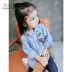 Cô gái dài tay áo 2018 mùa xuân mới Hàn Quốc phiên bản của ve áo trẻ em hoang dã trong chiếc áo sọc dài 0652 áo sơ mi bé gái 10 tuổi Áo sơ mi