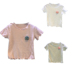 Trẻ em ngắn tay T-Shirt 2018 cô gái mùa hè mới trẻ em Hàn Quốc của quần áo hoa bằng gỗ tai đáy ngắn tay t-shirt hoang dã Áo thun