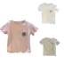 Trẻ em ngắn tay T-Shirt 2018 cô gái mùa hè mới trẻ em Hàn Quốc của quần áo hoa bằng gỗ tai đáy ngắn tay t-shirt hoang dã ao thun coc tay be trai Áo thun