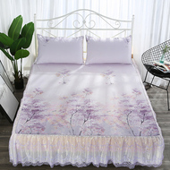 Mùa hè giường váy ren bên băng lụa ghế ba mảnh mùa hè mát mẻ giường bộ Simmons giường bao gồm bảo vệ bao gồm bụi che