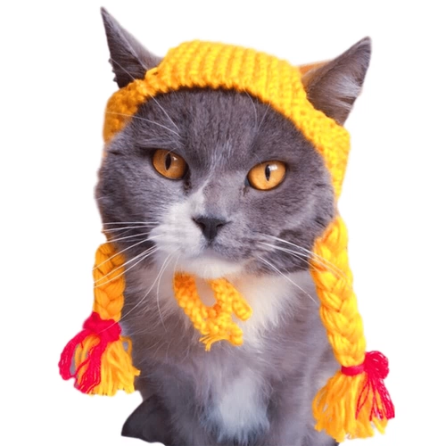 Парик с косичкой, шлем, вязаная шапка