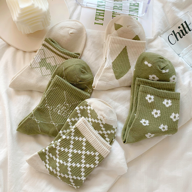 绿色菱格袜子产品图