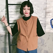 Hàn quốc phong cách đại học BF retro Hàn Quốc phiên bản của lỏng hoang dã vest áo khoác cardigan vest vest áo khoác nữ sinh viên triều
