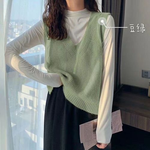 Autumn and winter 2020 new women's versatile V-neck women's sweater knitted vest Korean version