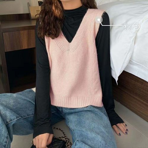 Autumn and winter 2020 new women's versatile V-neck women's sweater knitted vest Korean version
