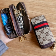 Châu âu và Mỹ phụ nữ đơn giản đôi dây kéo túi chìa khóa nam túi chìa khóa xe đa chức năng công suất lớn đồng xu ví thẻ gói