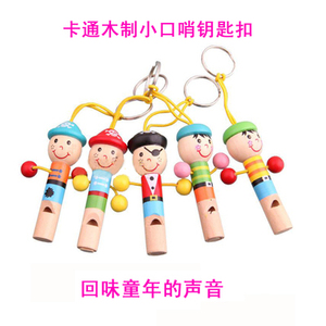 Phim hoạt hình bằng gỗ cướp biển tiếng còi nhỏ có thể được treo keychain trẻ em trẻ em chơi nhạc cụ câu đố đồ chơi âm nhạc