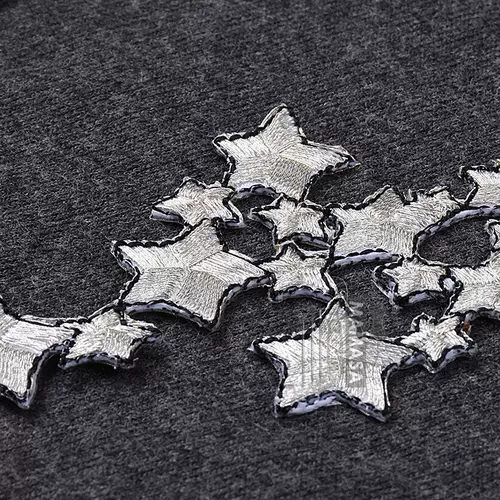 Склейная серебряная проволочная вышивка звездной ткани наклейка джинсовая джинсовая стирка