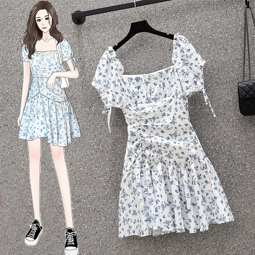 Летний корсет, платье для отдыха, большой размер, подходит для полных девушек, французский стиль, по фигуре, цветочный принт