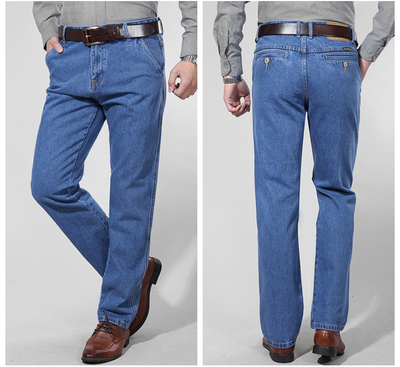Apple jeans đàn ông đích thực của mùa xuân và mùa hè phần mỏng xiên pocket trung niên cao eo lỏng thẳng trung niên xiên pocket Cao bồi