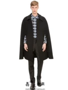 Mùa thu và mùa đông người đàn ông mới của dài len coat mô hình sàn catwalk len loose silhouette áo choàng choàng khăn choàng coat