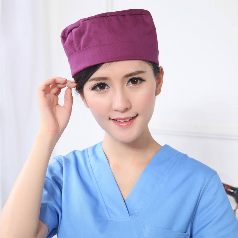 韩版手术帽紫色蓝色韩版纯棉涤棉印花icu医生工作帽包邮