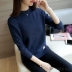 Áo len xuân hè 2018 set đồ mới của phụ nữ lỏng lẻo phiên bản Hàn Quốc của đoạn ngắn hoang dã giản dị mặc áo sơ mi đan tay dài đan các kiểu áo sơ mi nữ ngắn tay đẹp Mùa xuân