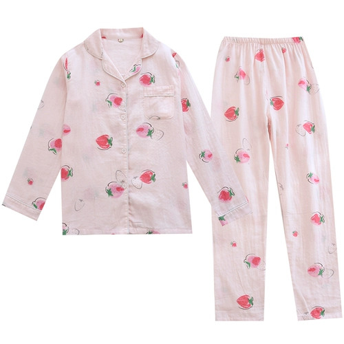 Летняя пижама, демисезонный хлопковый марлевый комплект, осенняя, большой размер