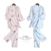 Của phụ nữ cotton đồ ngủ mùa hè mùa xuân và mùa thu mỏng gạc đôi ngắn tay Nhật Bản kimono dịch vụ nhà mồ hôi hấp quần áo áo choàng tắm Giống cái