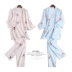 Của phụ nữ cotton đồ ngủ mùa hè mùa xuân và mùa thu mỏng gạc đôi ngắn tay Nhật Bản kimono dịch vụ nhà mồ hôi hấp quần áo áo choàng tắm