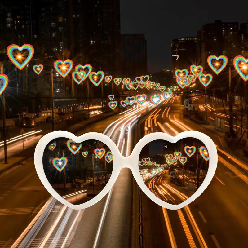 Lunettes d'amour, la lumière devient coeur de pêche, effet spécial, regarder des feux d'artifice sur Qixi, cadeau de confession de la saint-valentin, lunettes de soleil_voghion.com