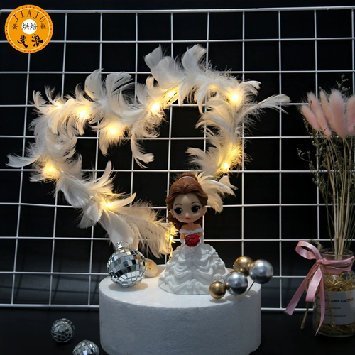 Королева корона черная жемчужная фея ангела перо струна крыла светильники светильники -на день рождения свадебная вечеринка торт торт