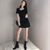 2019 xuân hè mới thon gọn khí chất váy ngắn tay váy Một chiếc túi đeo chéo hông quần áo phụ nữ - A-Line Váy mẫu chân váy chữ a ngắn A-Line Váy