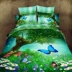 3D ba chiều màu xanh lá cây bốn mảnh da cotton bộ đồ giường gấu trúc phiên bản lớn của cỏ động vật tấm chăn - Bộ đồ giường bốn mảnh mền gối Bộ đồ giường bốn mảnh