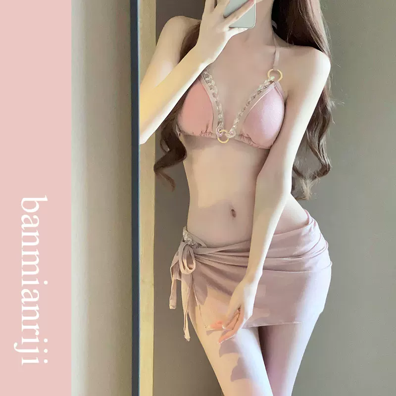 Split sexy set, beach swimwear, 3 piece set