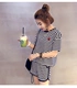 Hàn quốc phiên bản của sọc đen mùa hè cotton ngắn tay quần short đồ ngủ nữ sinh viên lỏng kích thước lớn dịch vụ nhà hai mảnh phù hợp với