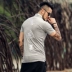 Váy hè đặc biệt street style lưng thêu nam slim polo áo sơ mi đen ve áo ngắn tay áo thun PL-49