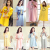 Bông đồ ngủ phụ nữ mùa hè Hàn Quốc sinh viên tươi dễ thương lỏng ngọt ngào tay áo ngắn có thể được đeo bên ngoài nightdress nữ mùa hè Đêm đầm