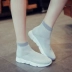 Paris Tang Yan Phong Fan với đoạn giản dị cao-top socks sneakers len dệt kim nửa khởi động của phụ nữ dày có đế vớ đàn hồi khởi động giay the thao nu de cao Giày cao gót