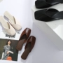 Giày lười nửa nữ nữ 2018 đế bệt mới phiên bản Hàn Quốc của giày bệt retro mang giày hoang dã đầu vuông Baotou kéo hè dép nb