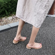 Nam trong Nam 2018 thiết kế nguyên bản đầu vuông 绊 thắt lưng bên ngoài dày với đôi sandal quai mỏng đơn giản trong suốt mùa hè nữ
