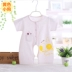 Bé bông ngắn tay jumpsuit siêu mềm siêu mỏng cotton bé sơ sinh sơ sinh 裆 裆 quần áo đồ ngủ haber 0-2 Áo liền quần