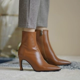 Martens, высокие демисезонные короткие сапоги с заостренным носом, из натуральной кожи, мягкая подошва