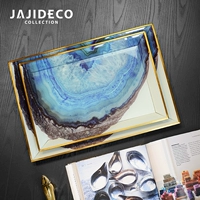 Синий агатовый журнальный столик для гостиной, украшение, система хранения, простой и элегантный дизайн, европейский стиль