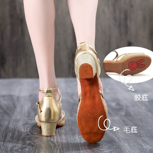 Детская танцующая золотая обувь для принцессы, подходит для начинающих, мягкая подошва