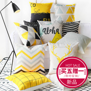 Bắc âu kẻ sọc pillowcase eo hiện đại nhỏ gọn hình học ins gối gối màu vàng sofa xe đệm văn phòng