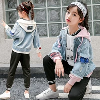 Джинсовая детская куртка с капюшоном, 2020, в корейском стиле, осенняя, популярно в интернете, в западном стиле