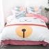 Mèo giáo viên có thể rửa bốn bộ sản phẩm giường mùa xuân Hàn Quốc ba hoặc bốn bộ khăn trải giường màu rắn quilt cover giường Bộ đồ giường bốn mảnh