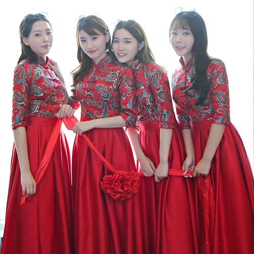Длинное платье подружки невесты, свадебное платье, вечернее платье, весенняя юбка, китайский стиль