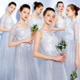 Демисезонное длинное платье подружки невесты, в корейском стиле, открытые плечи, длина макси