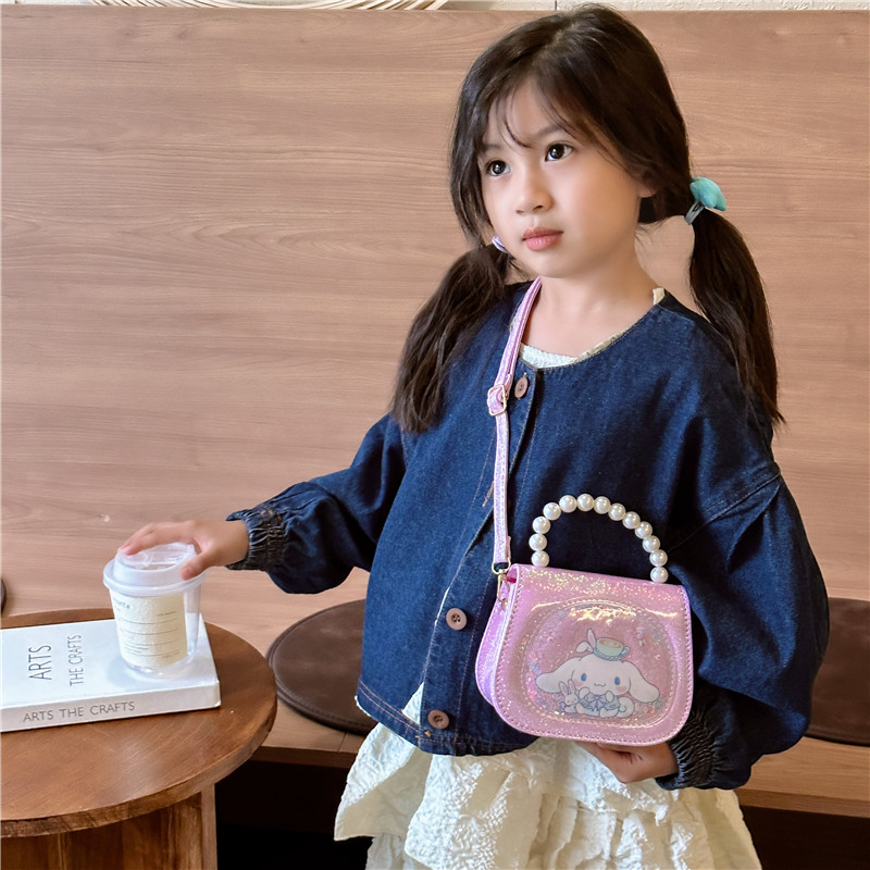 New square quicksand little girl bag princess cute gift baby pearl handbag children's small satchel trendy