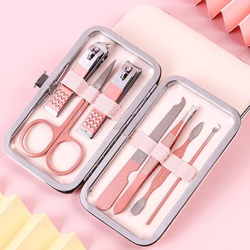 Rose Gold [7-Piece Set]trim Nail clippers suit Nail groove foot Scissors pliers special-purpose pedicure Manicure tools high-grade single ma'am inflammation Artifact